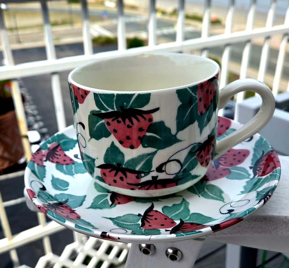 Grindley Garden Fruits Strawberry Pattern Teacup and Saucer Made in England